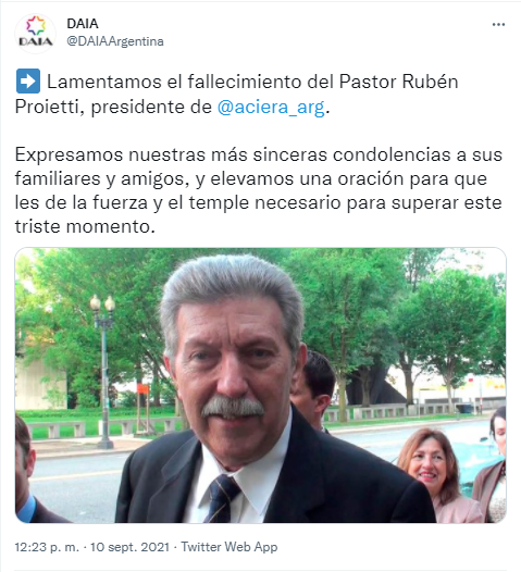 Rubén Proietti: las repercusiones por el fallecimiento del presidente de ACIERA 10