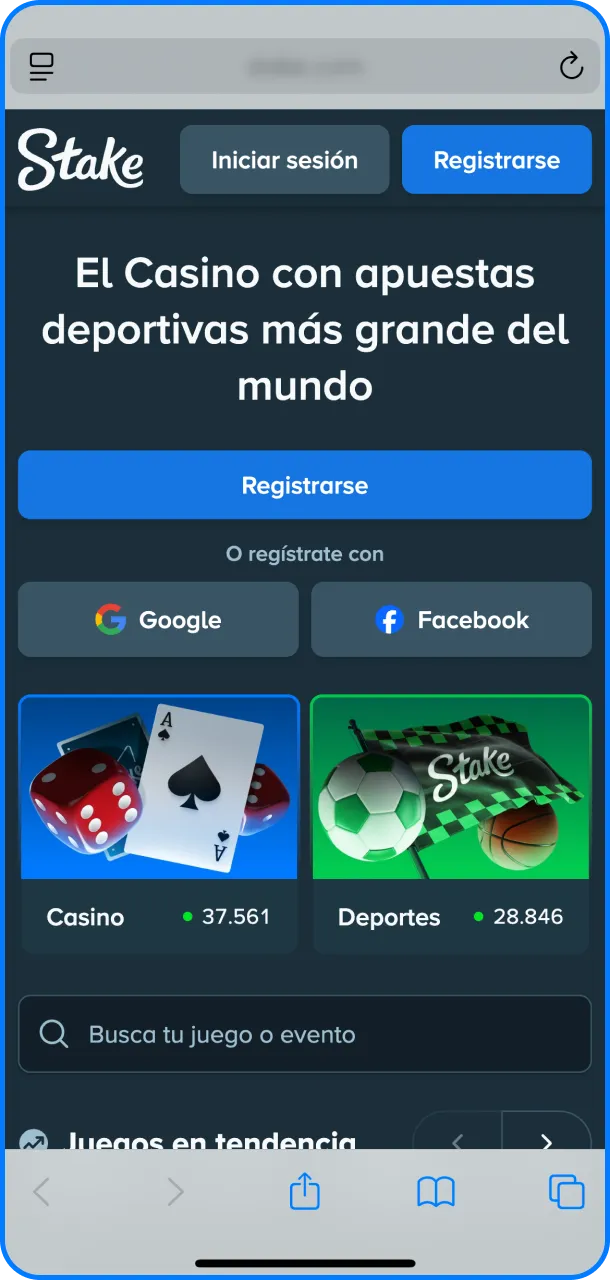 Empez&aacute; por abrir Safari para configurar la App de Stake en iOS.