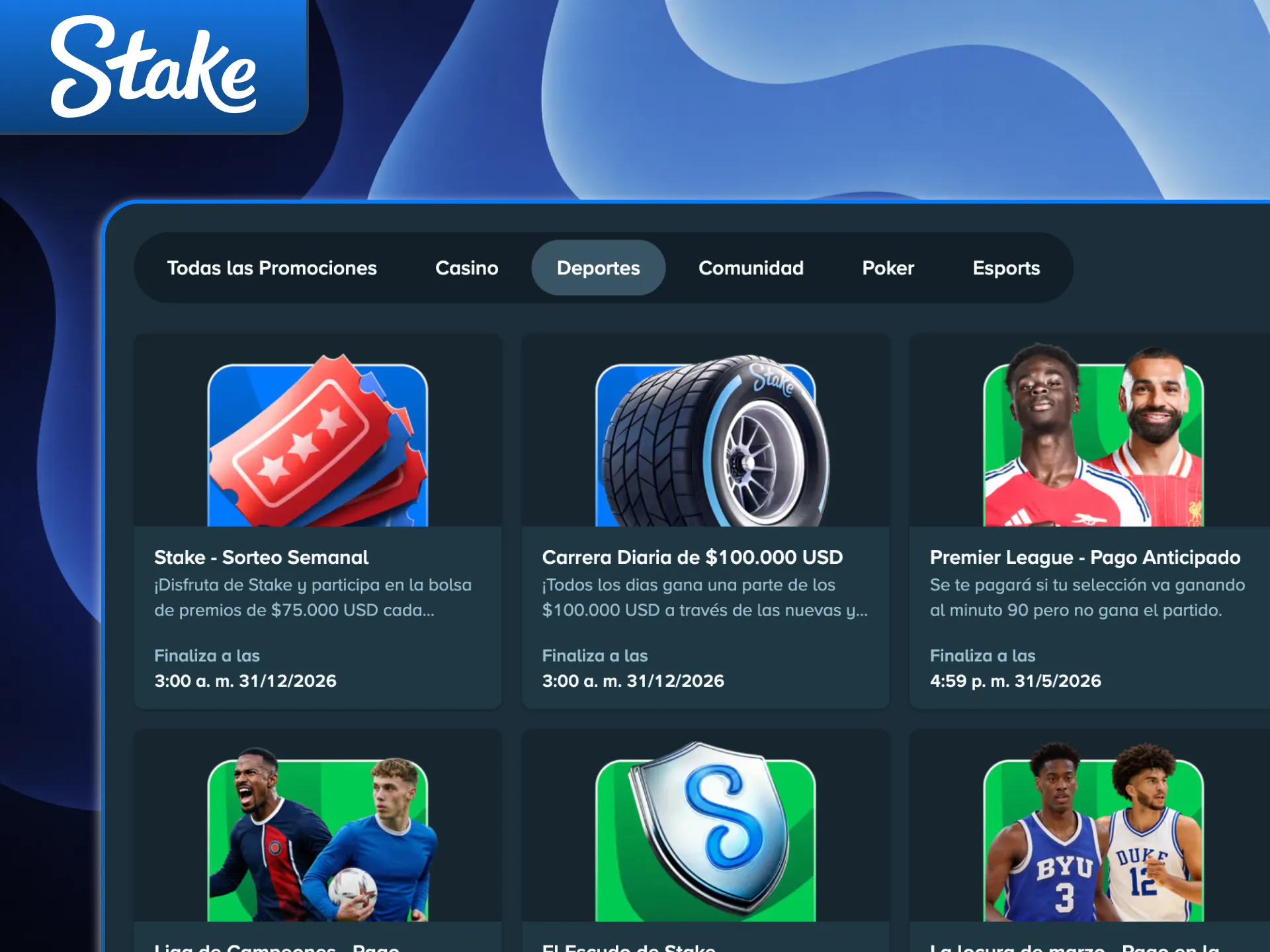Explora las promociones de deportes en Stake para ganar con tus equipos.