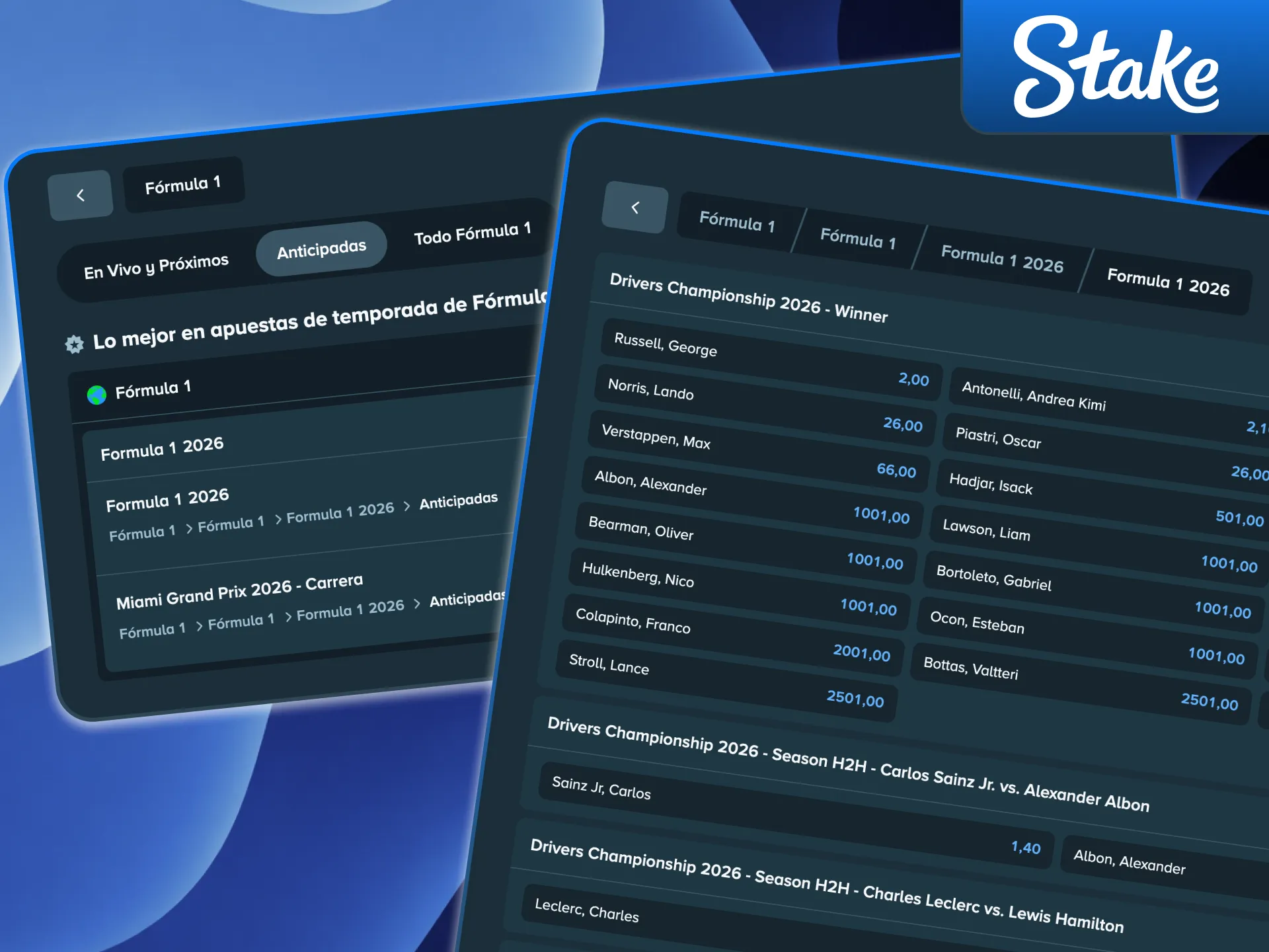 Sigue la emoci&oacute;n de la F&oacute;rmula 1 y apuesta con Stake Argentina.