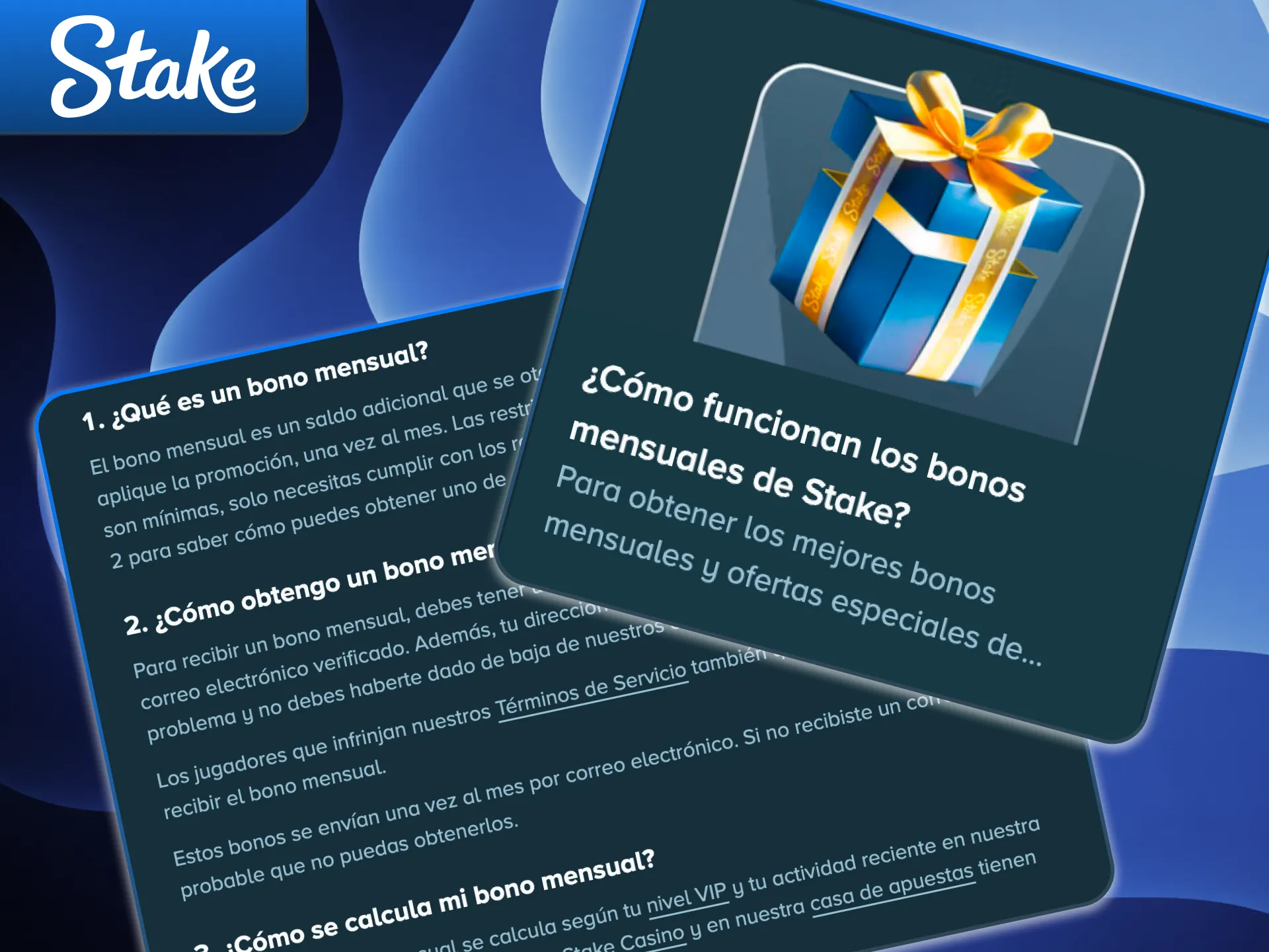 Recibe recompensas constantes con el Bono Mensual en la plataforma oficial de Stake.