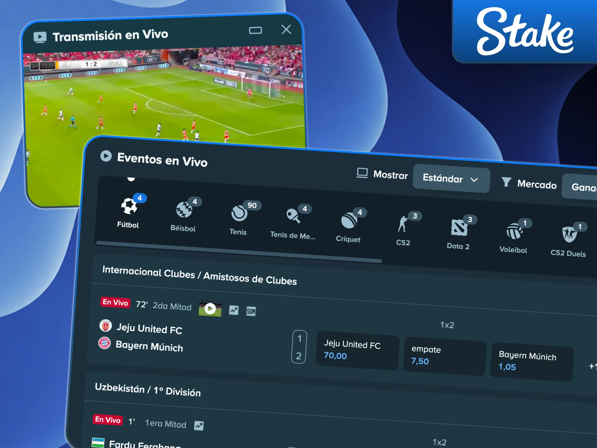 Apostá en vivo y ganá en Stake.